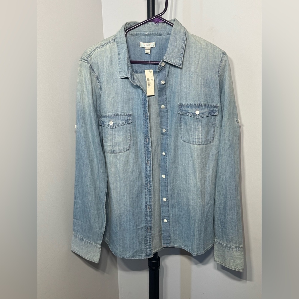 J. Crew denim button up top